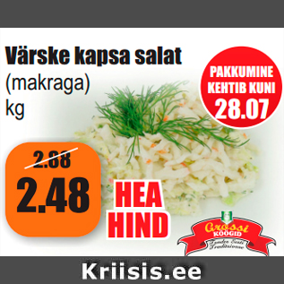 Allahindlus - Värske kapsa salat