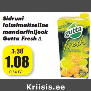 Allahindlus - Sidruni- laimimaitseline mandariinijook Gutta Fresh 2L