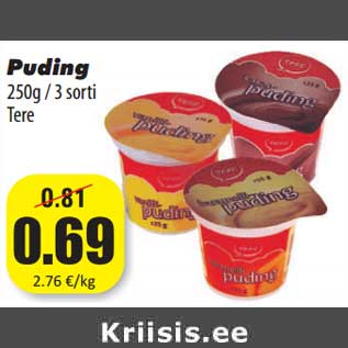 Allahindlus - Puding 250g / 3 sorti Tere