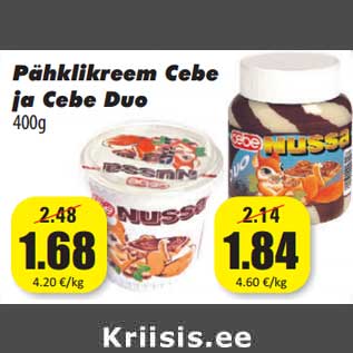 Allahindlus - Pähklikreem Cebe ja Cebe Duo 400g