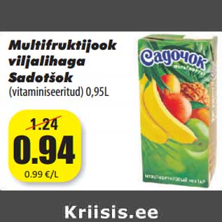 Allahindlus - Multifruktijook viljalihaga Sadotšok (vitaminiseeritud) 0,95L