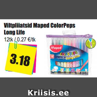 Allahindlus - Viltpliiatsid Maped ColorPeps Long Life