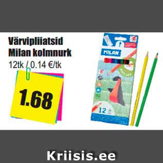 Allahindlus - Värvipliiatsid Milan kolmnurk