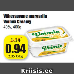 Allahindlus - Väherasvane margariin Voimix Creamy