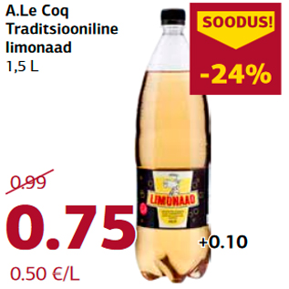 Allahindlus - A.Le Coq Traditsiooniline limonaad 1,5 L