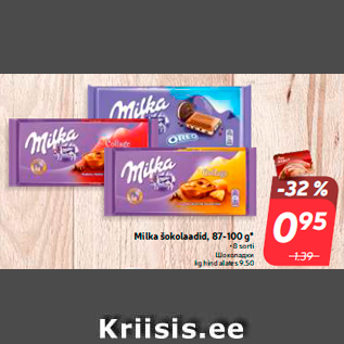 Allahindlus - Milka šokolaadid, 87-100 g*