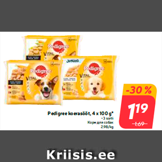 Allahindlus - Pedigree koerasööt, 4 x 100 g*