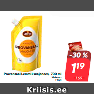 Allahindlus - Provansaal Lemmik majonees, 700 ml