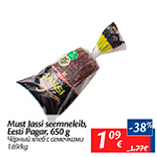 Allahindlus - Must Jassi seemneleib, Eesti Pagar, 650 g