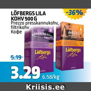 Allahindlus - LÜFBERGS LILA KOHV 500 G