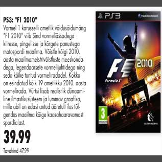 Allahindlus - PS3 "F1 2010"