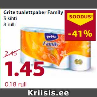 Allahindlus - Grite tualettpaber Family