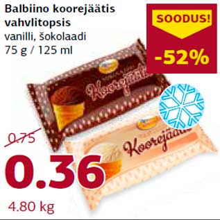 Allahindlus - Balbiino koorejäätis vahvlitopsis