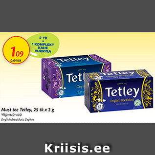 Allahindlus - Muust tee Tetley, 25 tk x 2 g