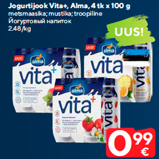 Allahindlus - Jogurtijook Vita+, Alma, 4 tk x 100 g