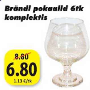 Allahindlus - Brändi pokaalid 6 tk komplektis