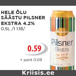 Allahindlus - HELE ÕLU SÄÄSTU PILSNER EKSTRA 4.2%