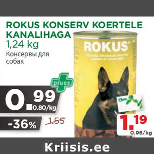 Allahindlus - ROKUS KONSERV KOERTELE KANALIHAGA 1,24 kg