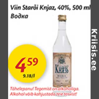 Allahindlus - Viin Starõi Knjaz, 40%, 500 ml