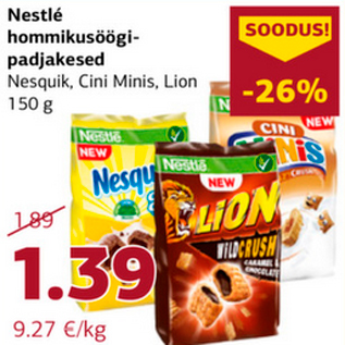 Allahindlus - Nestlé hommikusöögipadjakesed