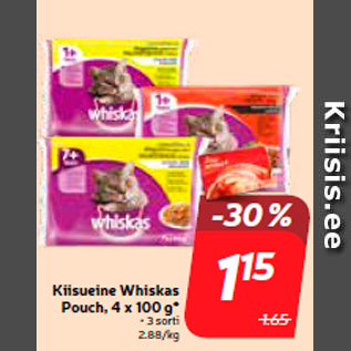 Allahindlus - Kiisueine Whiskas Pouch, 4 x 100 g*