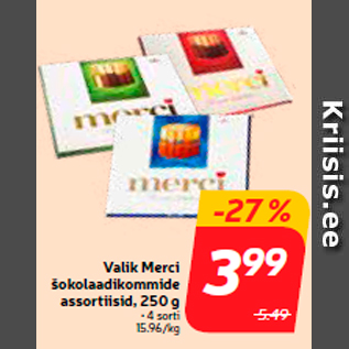 Allahindlus - Valik Merci šokolaadikommide assortiisid, 250 g