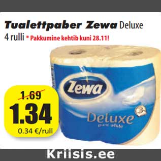 Allahindlus - Tualettpaber Zewa Deluxe 4 rulli