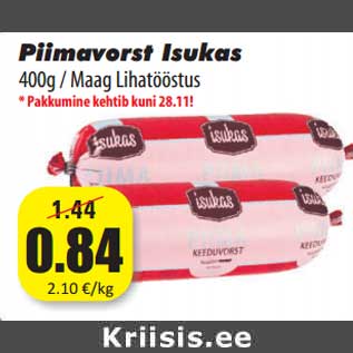 Allahindlus - Piimavorst Isukas 400g / Maag Lihatööstus