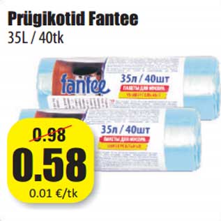 Allahindlus - Prügikotid Fantee 35L / 40tk