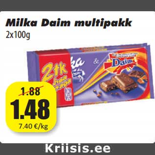 Allahindlus - Milka Daim multipakk 2x100g