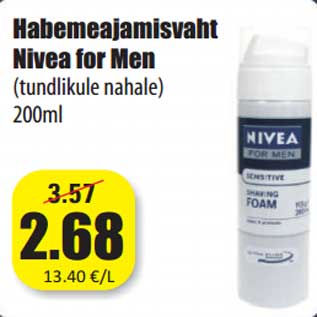 Allahindlus - Habemeajamisvaht Nivea for Men (tundlikule nahale) 200ml