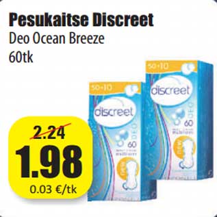 Allahindlus - Pesukaitse Discreet Deo Ocean Breeze 60tk