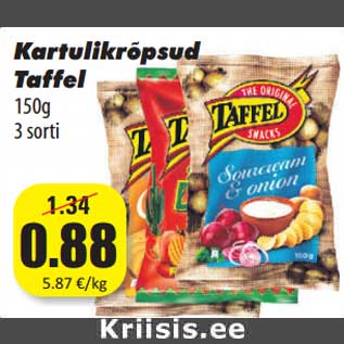 Allahindlus - Kartulikrõpsud Taffel 150g 3 sorti