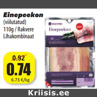 Allahindlus - Einepeekon (viilutatud) 110g / Rakvere Lihakombinaat