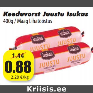 Allahindlus - Keeduvorst Juustu Isukas 400g / Maag Lihatööstus