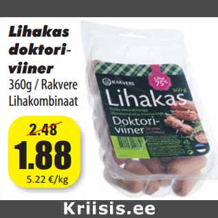 Allahindlus - Lihakas doktori- viiner 360g / Rakvere Lihakombinaat