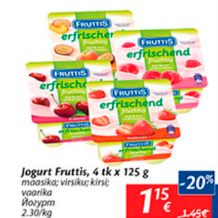 Allahindlus - Jogurt Fruttis, 4 tk x 125 g