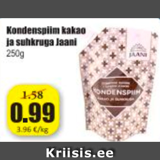 Allahindlus - Kondenspiim kakao ja suhkruga Jaani 250 g