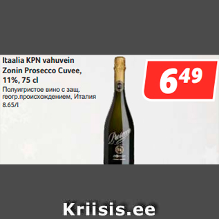 Allahindlus - Itaalia KPN vahuvein Zonin Prosecco Cuvee