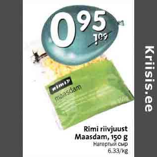 Allahindlus - Rimi riivjuust Maasdam, 150 g