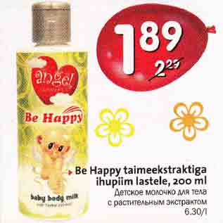 Allahindlus - Be Happy taimeekstraktiga ihupiim lastele, 200 ml