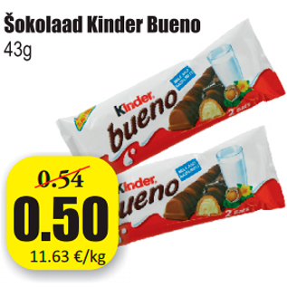 Allahindlus - Šokolaad Kinder Bueno, 43 g