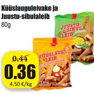 Allahindlus - Küüslauguleivake ja Juustu-sibulaleib 80g