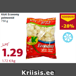 Allahindlus - K&K Economy pelmeenid 750 g