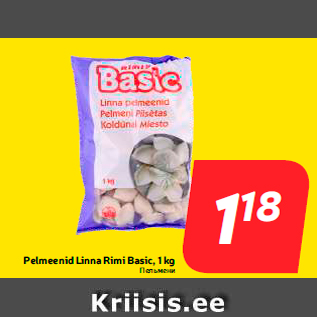 Allahindlus - Pelmeenid Linna Rimi Basic, 1 kg