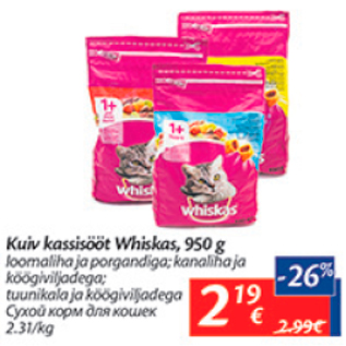 Allahindlus - Kuiv kassisööt Whiskas, 950 g