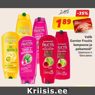 Allahindlus - Valik Garnier Fructis šampoone ja palsameid*