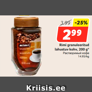 Allahindlus - Rimi granuleeritud lahustuv kohv, 200 g*