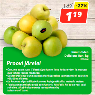 Allahindlus - Rimi Golden Delicious õun, kg