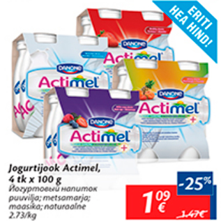 Allahindlus - Jogurtijook Actimel, 4 tk x 100 g